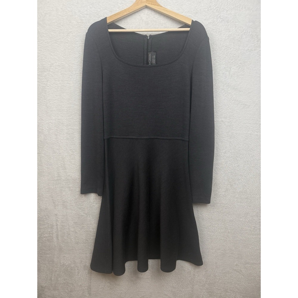 St. John Milano Long Sleeve Knit Dress Women's 8 Classic Quiet Luxury Old Money